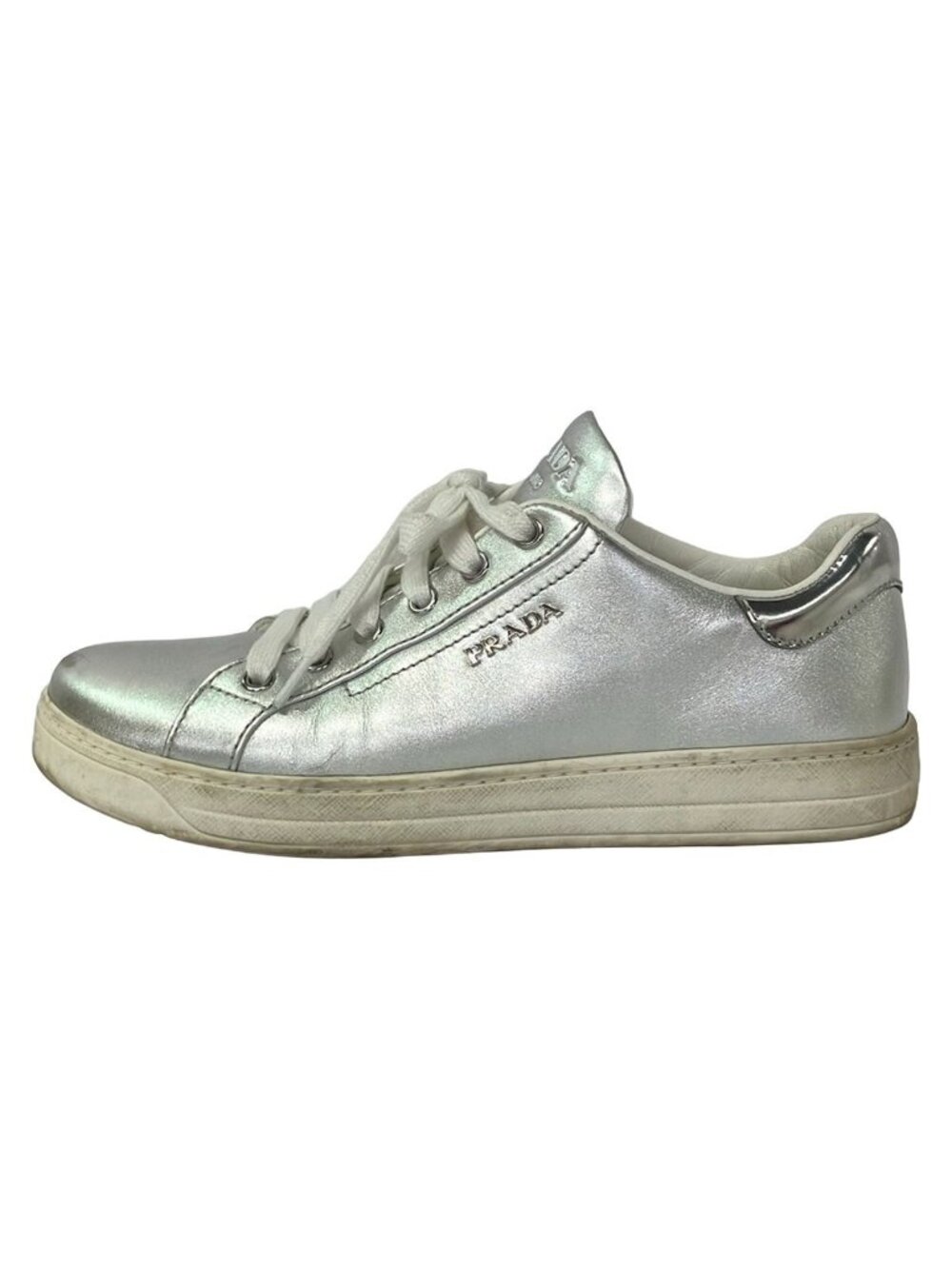 Prada Sneakers 37 Silver Leather